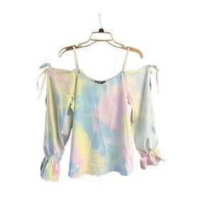 🔥5/20🔥 Yoins *Cold Shoulder* Tie dye Blouse Sz 12 NWT